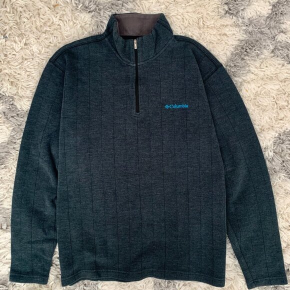Columbia Men's Quarter zip Knit Sweater Medium Gray - Picture 2 of 10